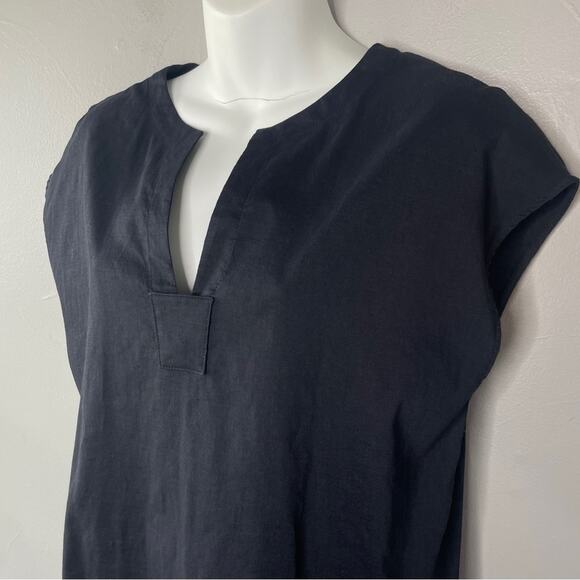THEORY Linen Blend Shift Dress Womens Size 0 Blue Timeless Capsule Minimalist - Picture 5 of 9